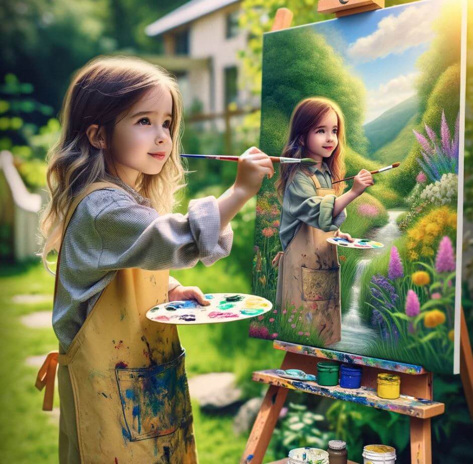 아이가 혼자서 그림을 잘 그리고 있다