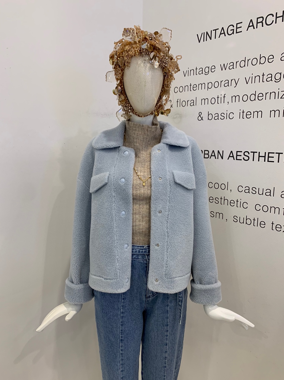 듀엘 빅포켓 뽀글이 숏 무스탕 자켓 L214PSG751