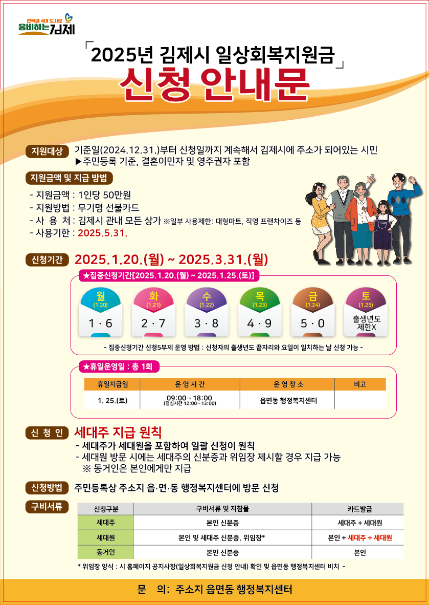 2025년 김제시 일상회복지원금 신청 방법!