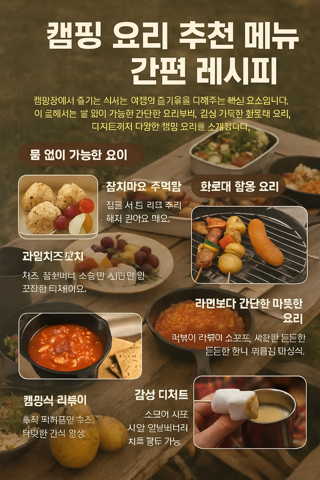 캠핑 요리 추천 메뉴 사진