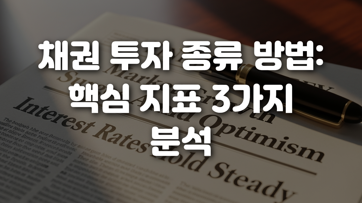 채권 투자 종류 방법 핵심 지표 3가지 분석