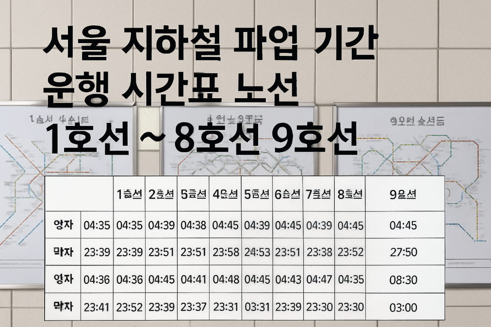서울 지하철 파업 운행시간표 1~9호선 완벽 정리