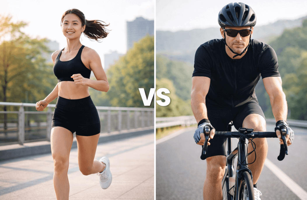 달리기와 자전거 비교 사진