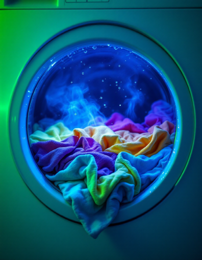 세탁기에 빨래 넣은 모습