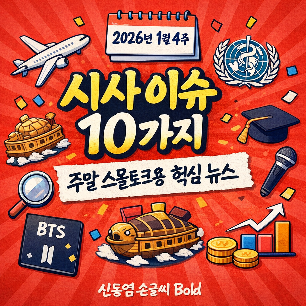 2026년 1월 4주 시사 이슈 10가지 : 주말 스몰토크용 핵심 뉴스