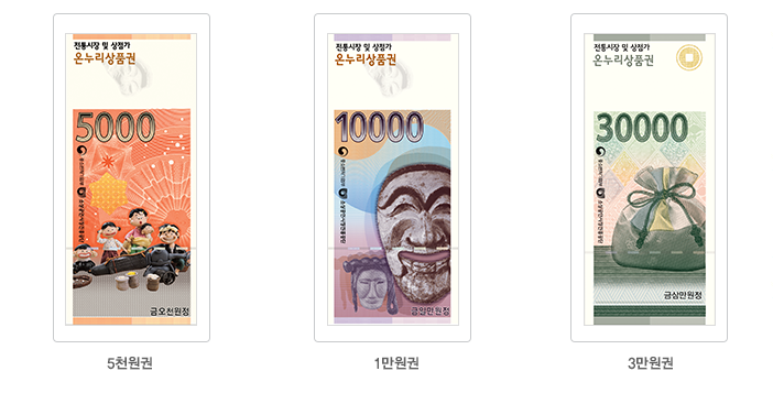 온누리상품권 지류상품권 종류