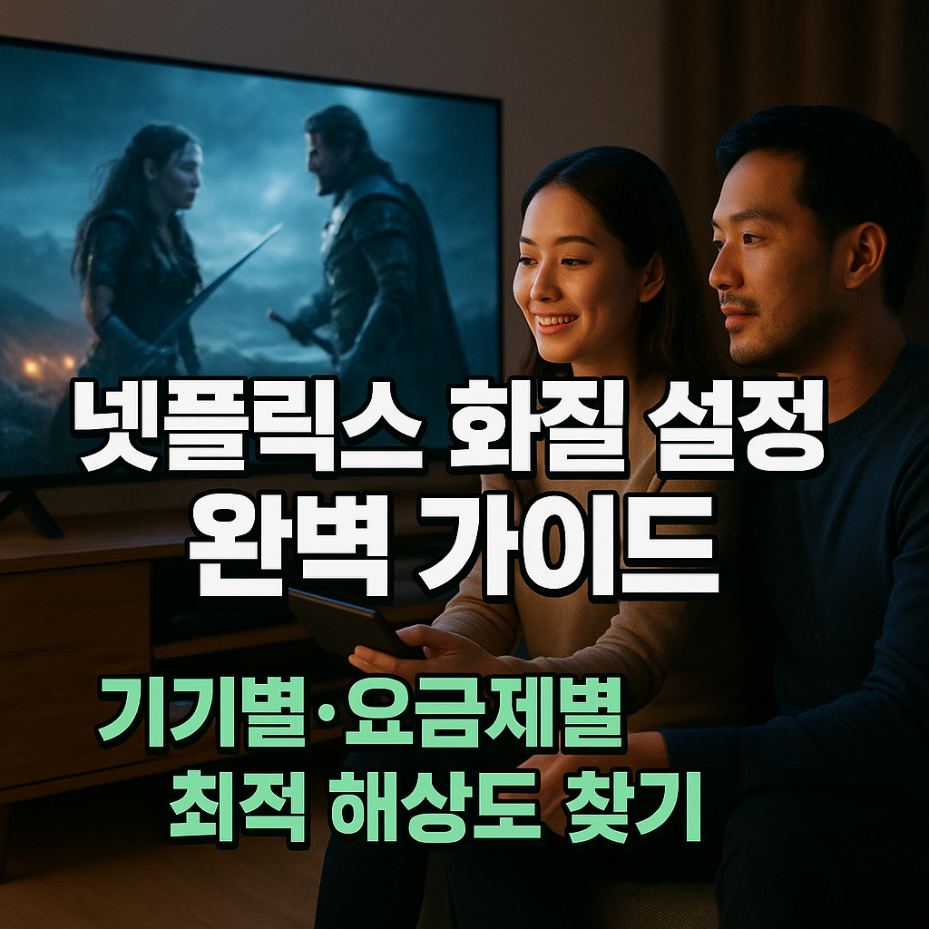 거실에서 넷플릭스를 시청하며 몰입하는 부부