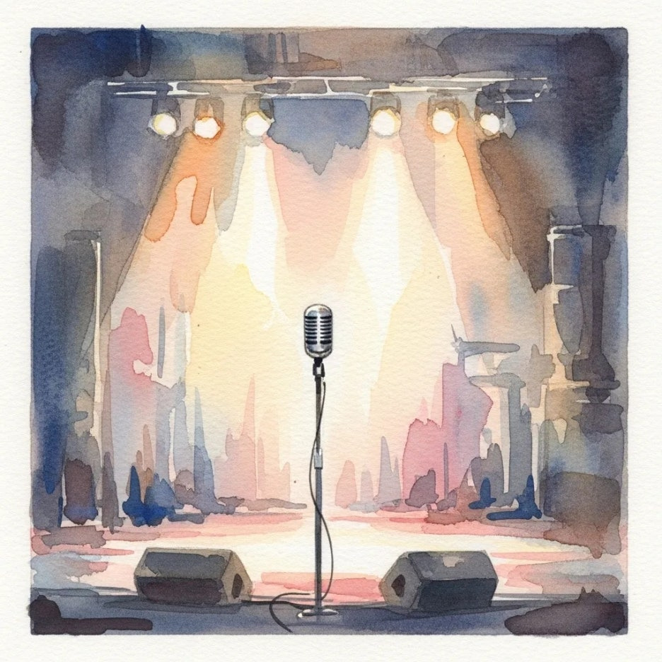 공연 시작을 기다리는 무대의 따뜻한 분위기