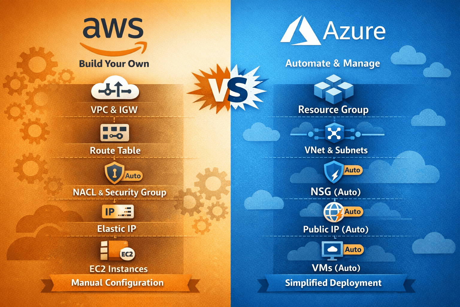 aws vs. azure 의 설계의 차이