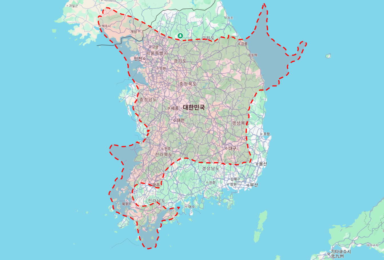 훗카이도와 한국 크기 비교