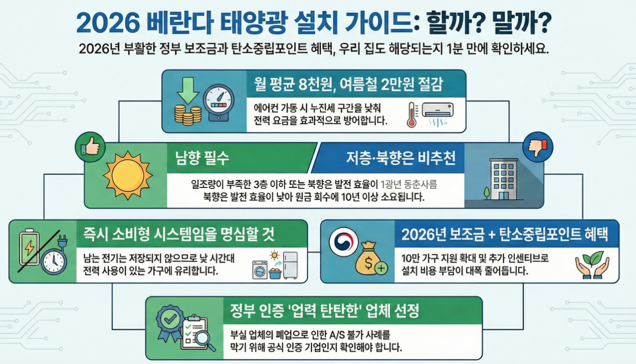 아파트 베란다 태양광 보조금 2026년 정보 및 설치 전 필수 확인 사항