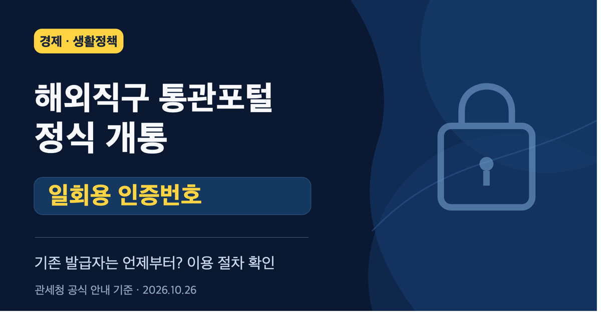 해외직구 통관포털 정식 개통, 일회용 인증번호와 기존 발급자 적용 시점 안내
