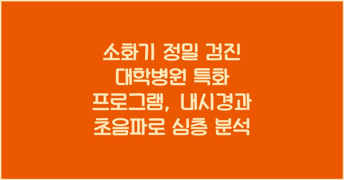 소화기 정밀 검진 (내시경, 초음파 등) 대학병원 특화 프로그램