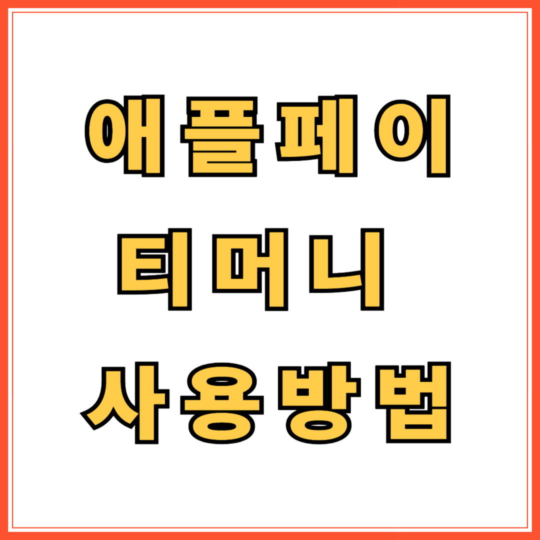 애플페이 티머니 사용방법