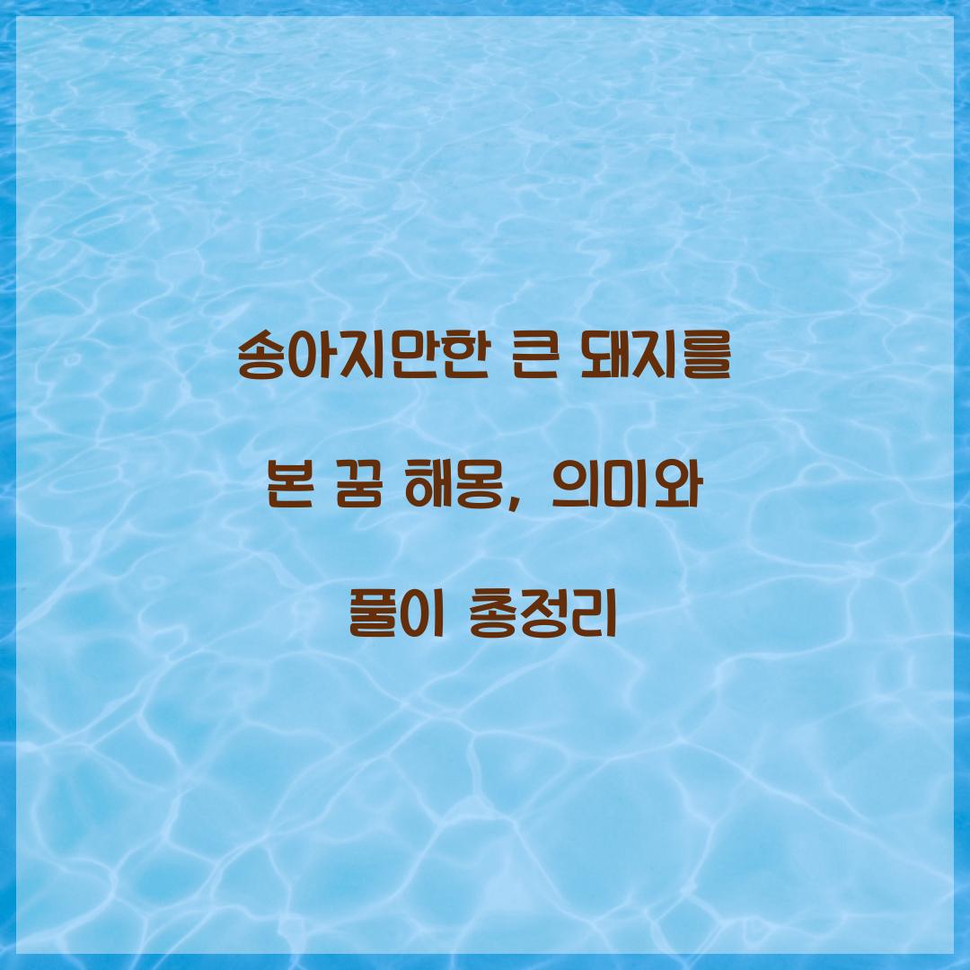 송아지만한 큰 돼지를 본 꿈 풀이 해몽 해석