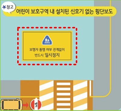 어린이 보호구역 내 신호기 없는 횡단보도 사진