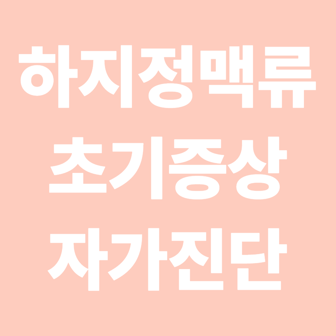 하지정맥류 초기증상과 자가진단법