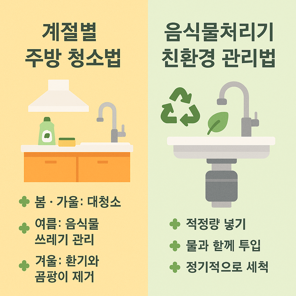 계절별 주방 청소법과 음식물처리기 친환경 관리법