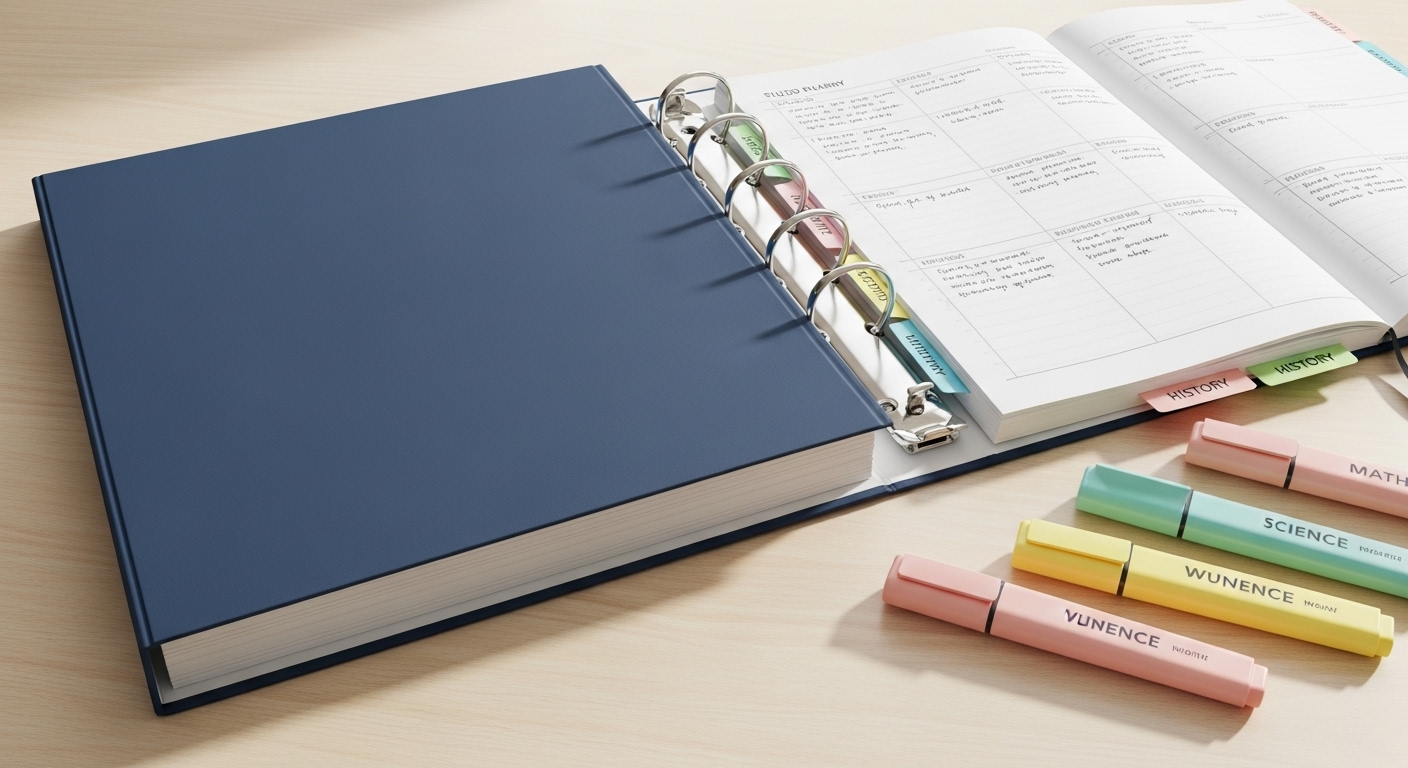 과목별 정리를 위한 바인더와 학습 스케줄러 이미지