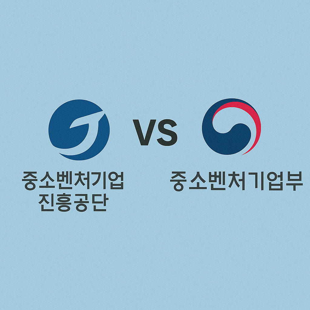 중소벤처기업진흥공단과 중소벤처기업부의 대결 이미지