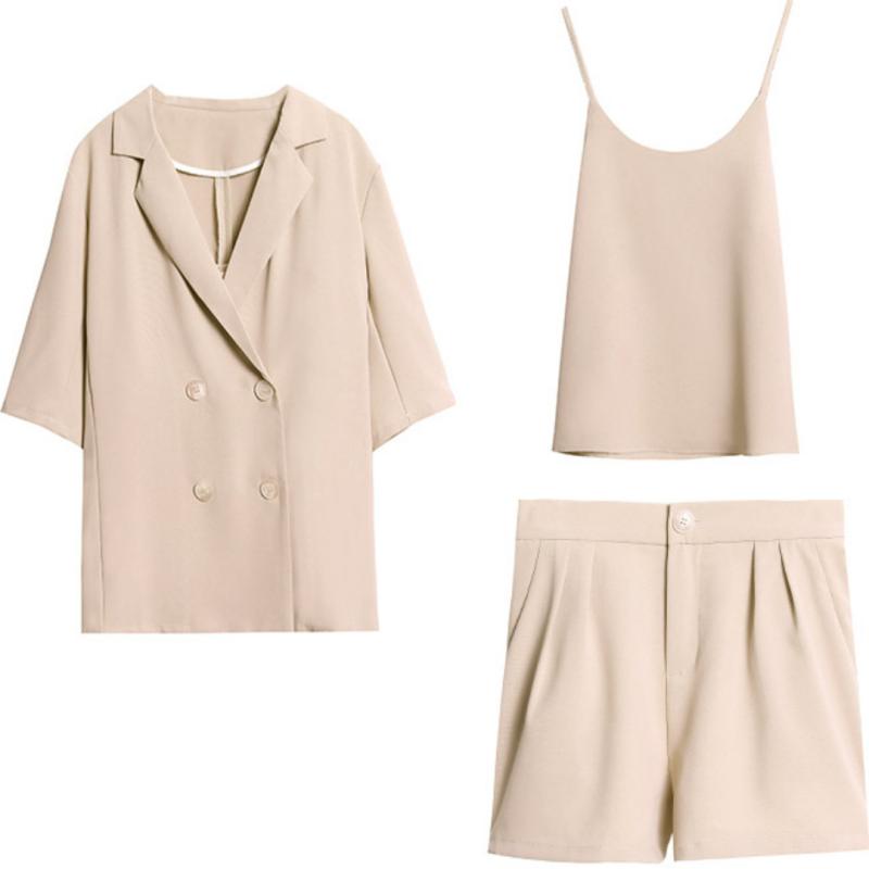 크롭자켓세트 반팔정장 세트 세미 정장 반바지 투피스 여성 여름