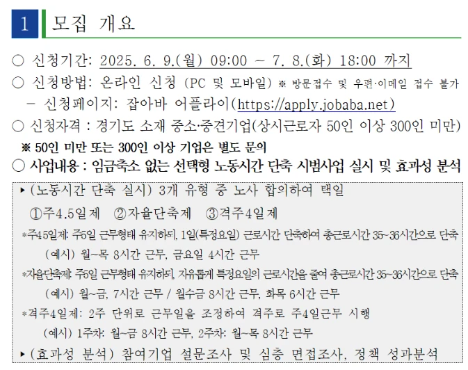 경기도 4.5일제 시범사업 기업 신청 총정리 2025