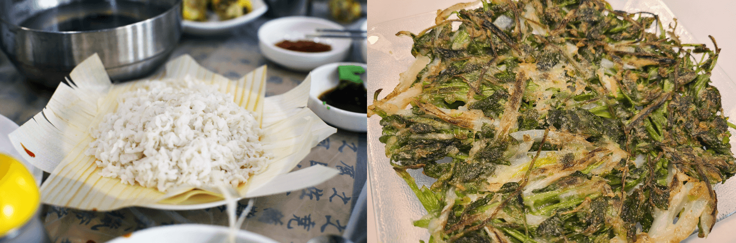 붕장어무침과 유채달래전 사진