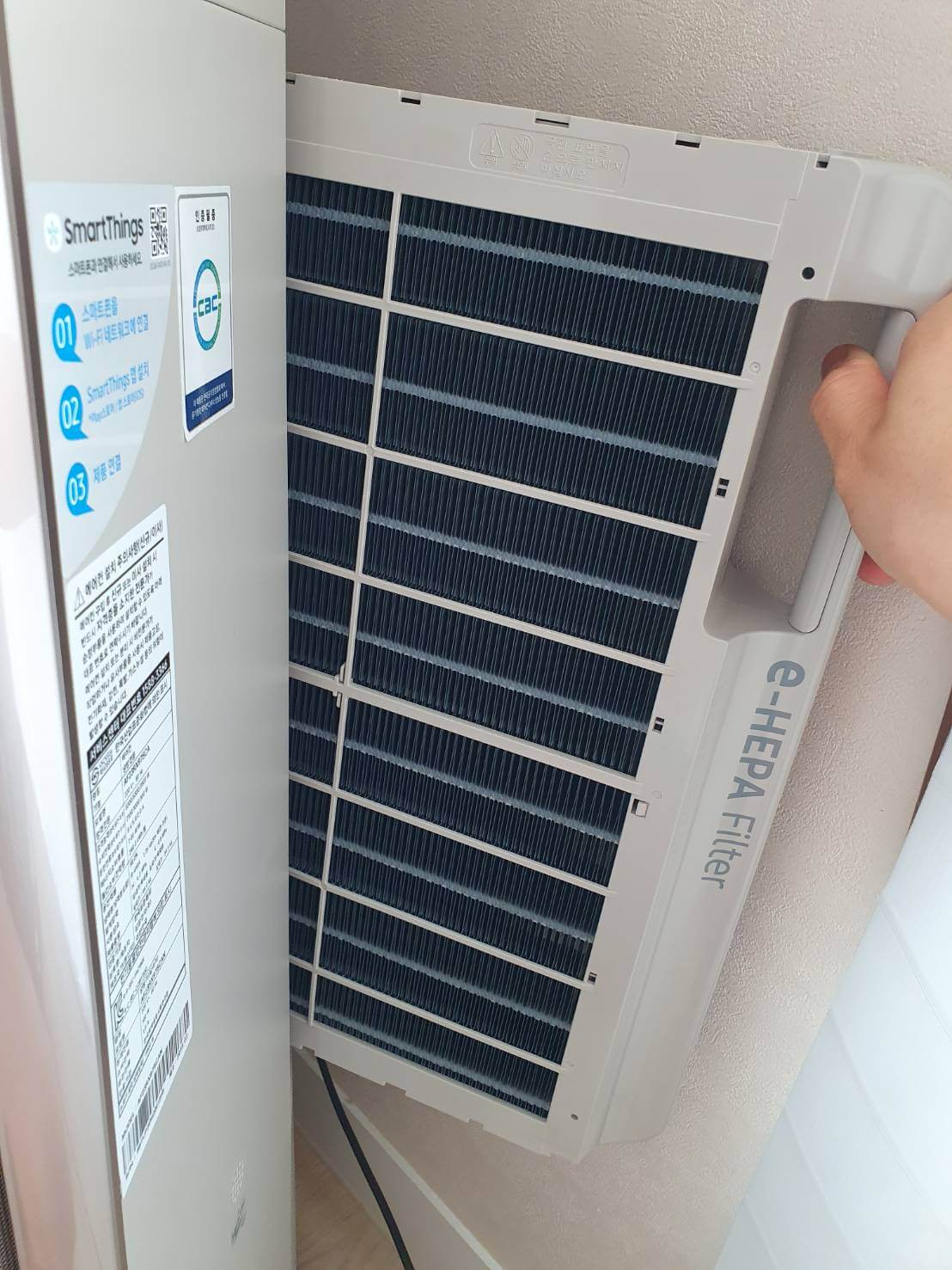 삼성 무풍 갤러리 에어컨 헤파필터 사진