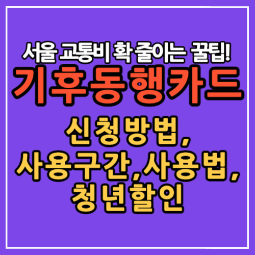 기후동행카드 신청방법,사용구간,사용법,청년할인