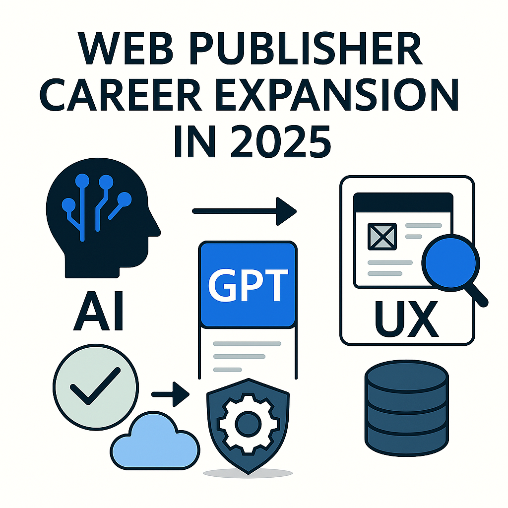 웹퍼블리셔가 데이터 사이언스로 진로를 확장하며 전략적으로 커리어를 설계하는 모습을 상징적으로 표현한 이미지