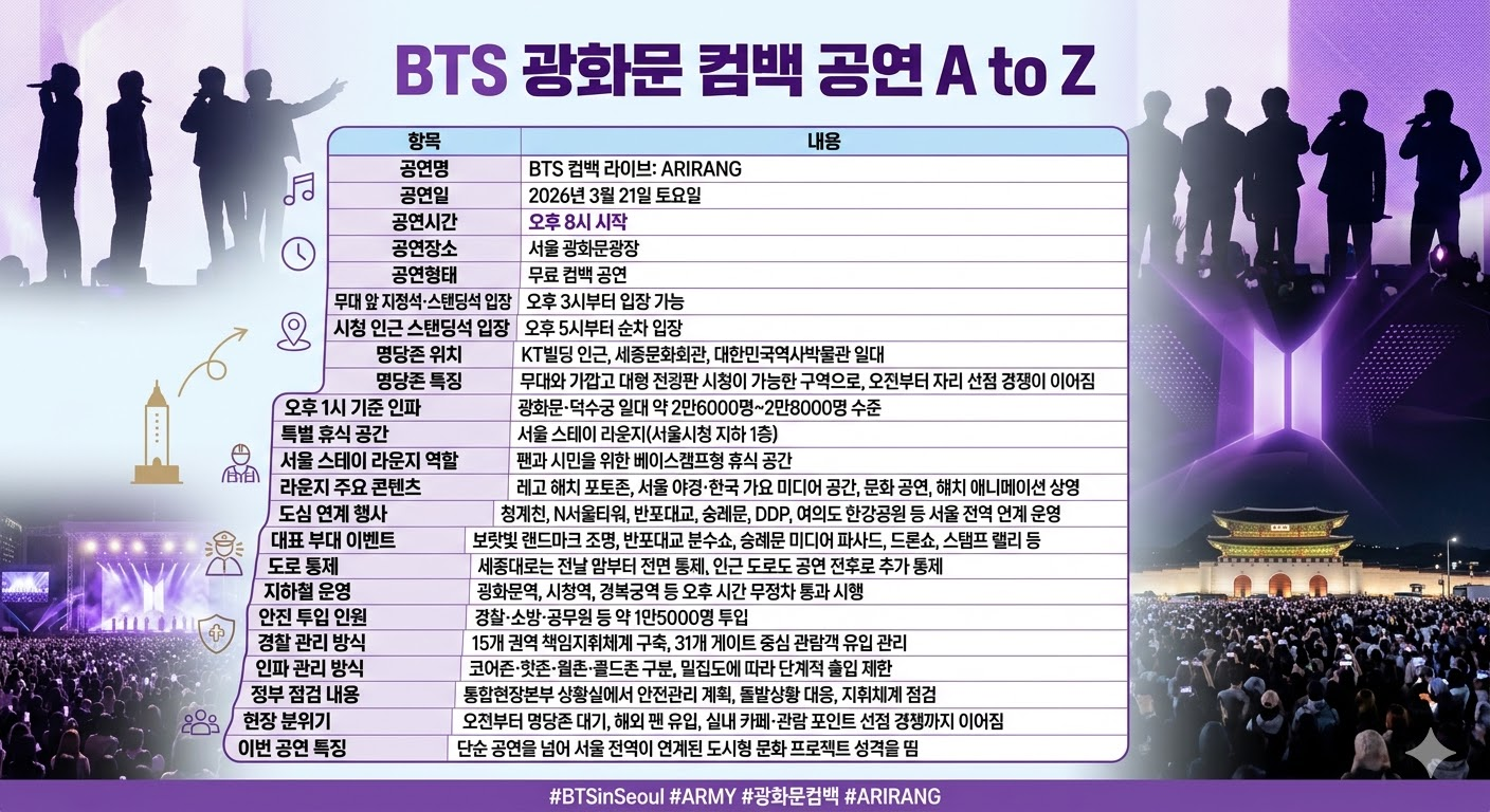 BTS 광화문 공연 A to Z 표 하나로 끝내기