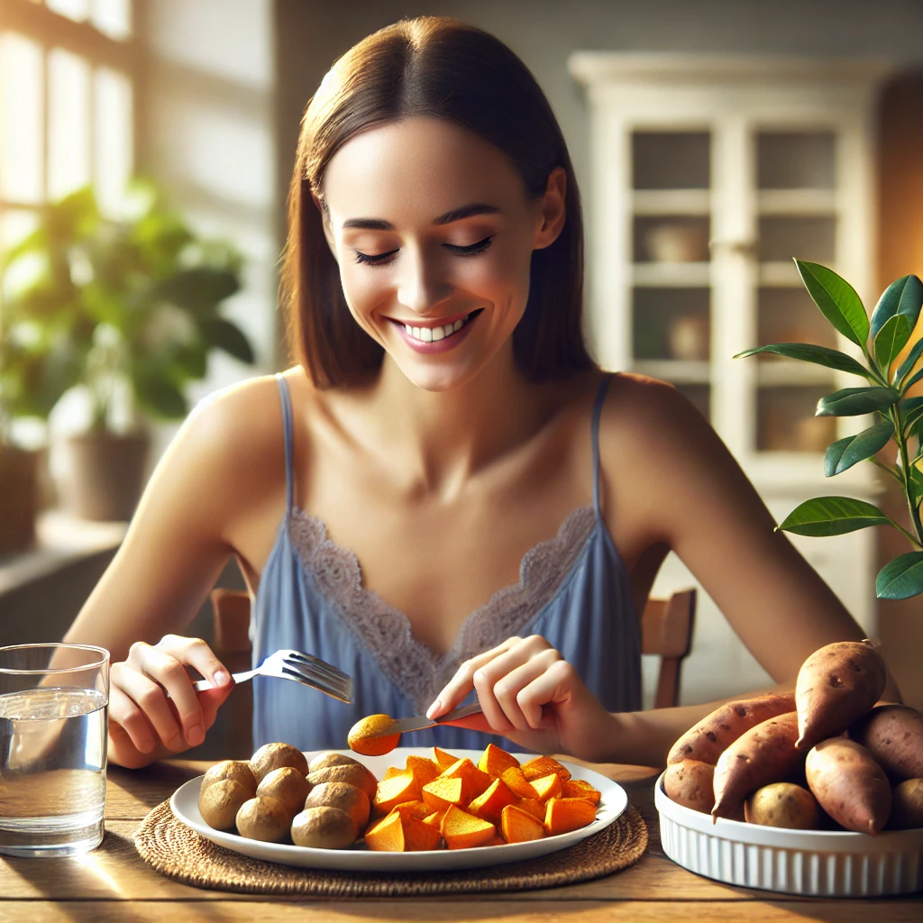 감자-고구마-먹는-여자