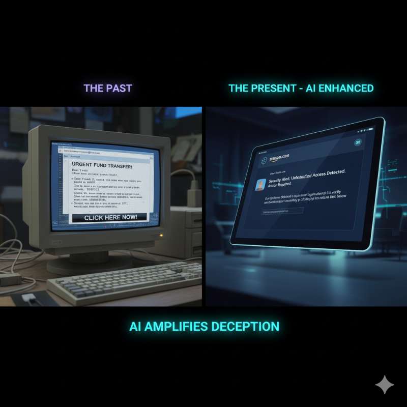 과거의 스팸 메일이 어색한 문법과 조악한 디자인으로 쉽게 식별 가능했다면, 현재의 피싱 메일은 AI의 도움으로 진화했습니다. 이는 단순히 문법 오류를 없애는 수준을 넘어, 인간의 감정을 정확히 건드리는 사회공학적 공격의 효율성을 극대화합니다.