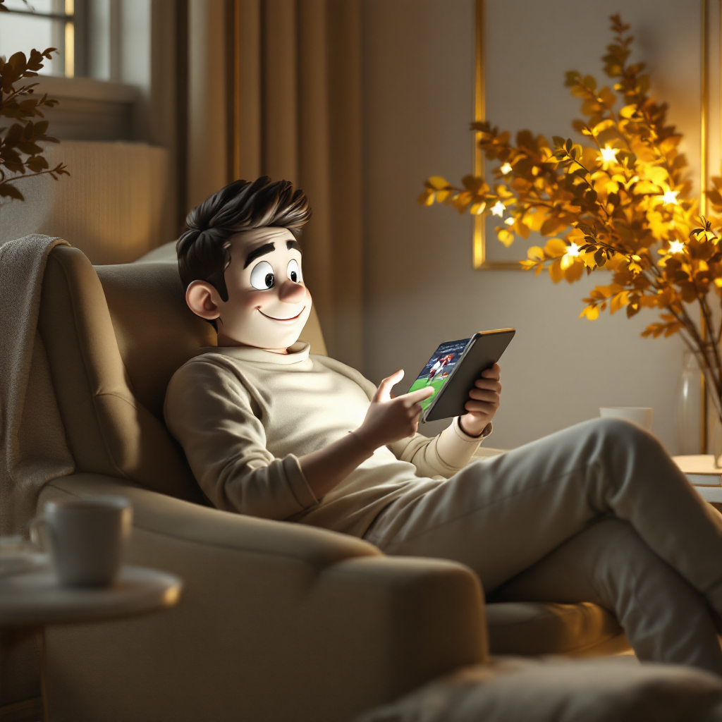 축구 중계 휴대폰으로 즐겨보는 모습