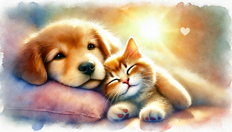 강아지와 고양이의 조합에 대한 이미지