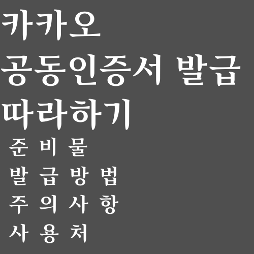 카카오 공동인증서 발급 목차