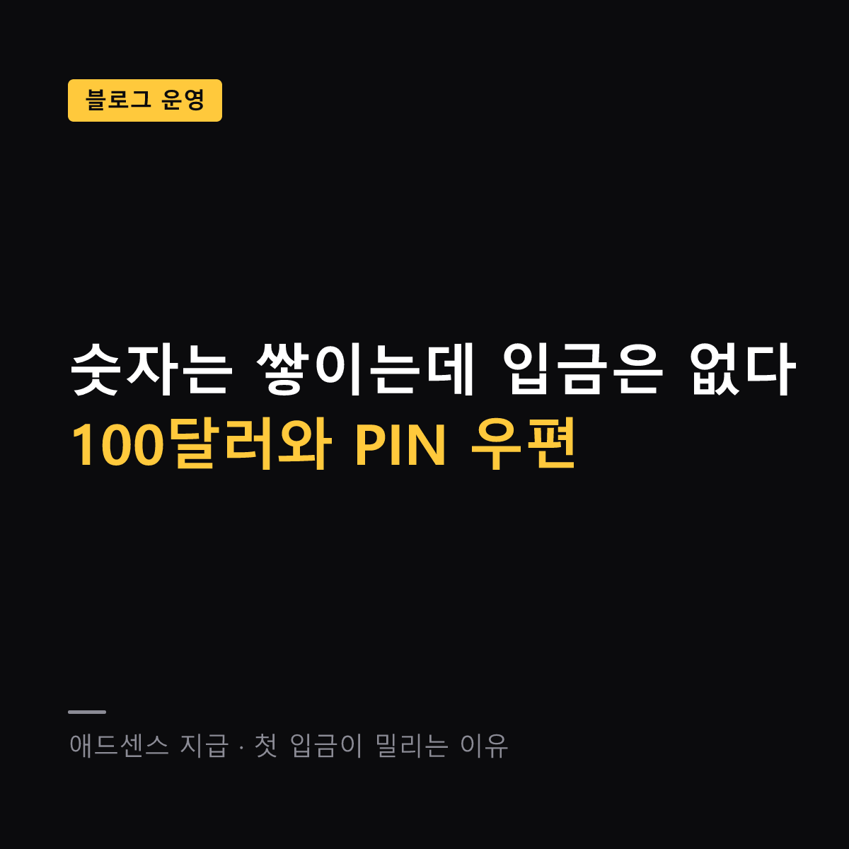 애드센스 지급 기준액과 PIN 인증 절차 대표 이미지