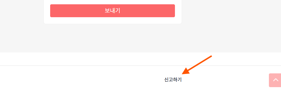 푸터 영역에 배치된 신고하기 버튼 모습