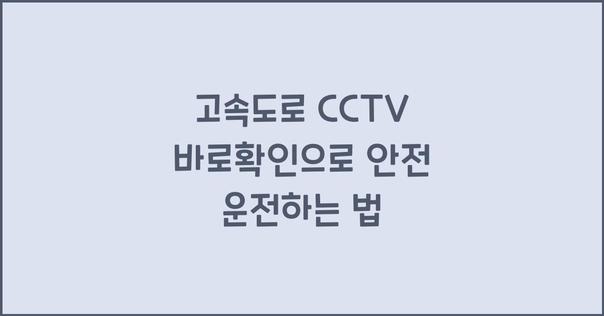 고속도로 cctv 바로확인