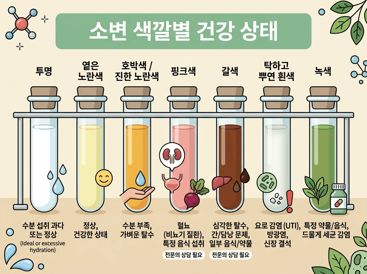 소변 색깔 7가지 정상 이상 비교 인포그래픽