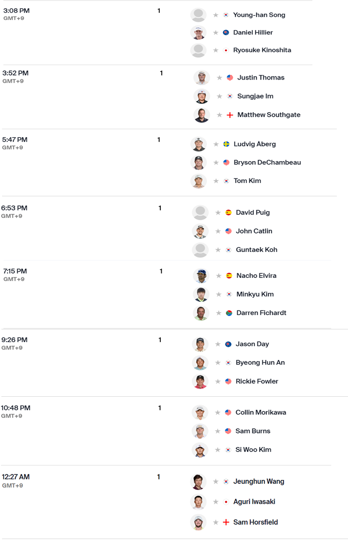 2024 디오픈 챔피언십 8명의 한국선수들 티오프 시간