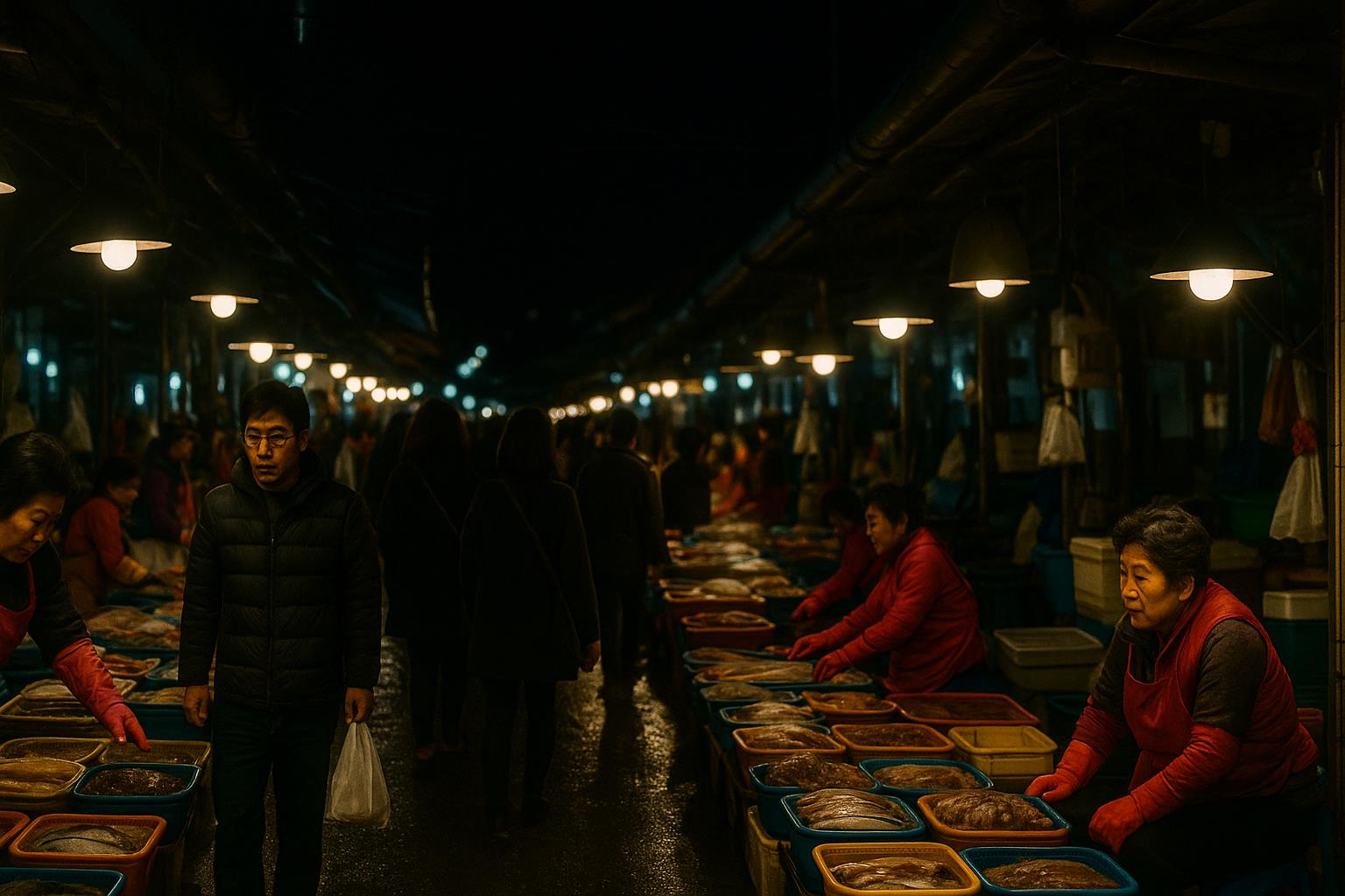 부산 자갈치 시장 밤