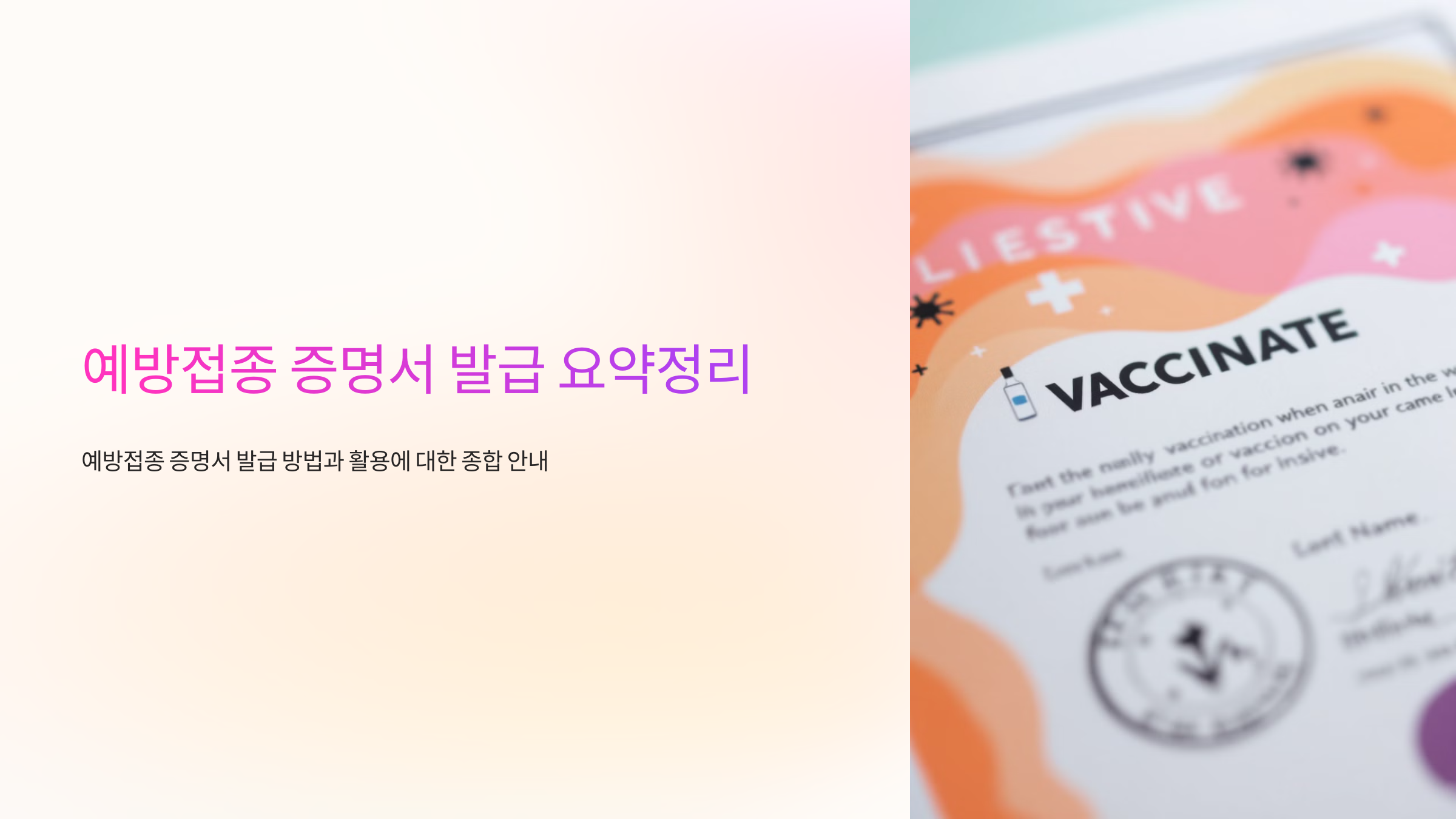예방접종 증명서 발급 요약정리