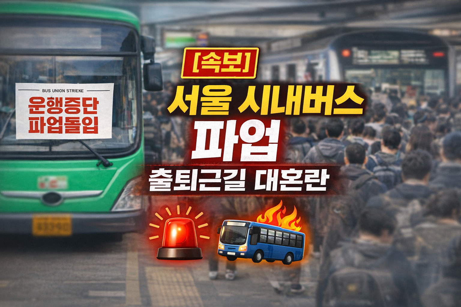 [속보] 서울 시내버스 파업 돌입! 지하철&middot;택시 혼잡 폭증! 정부&middot;서울시 대책