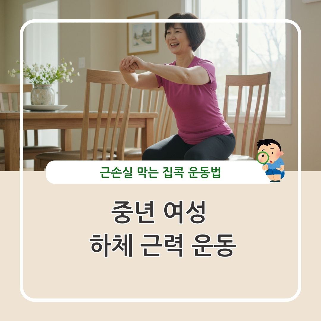 중년 여성 하체 근력 운동 근손실 막는 집콕 운동