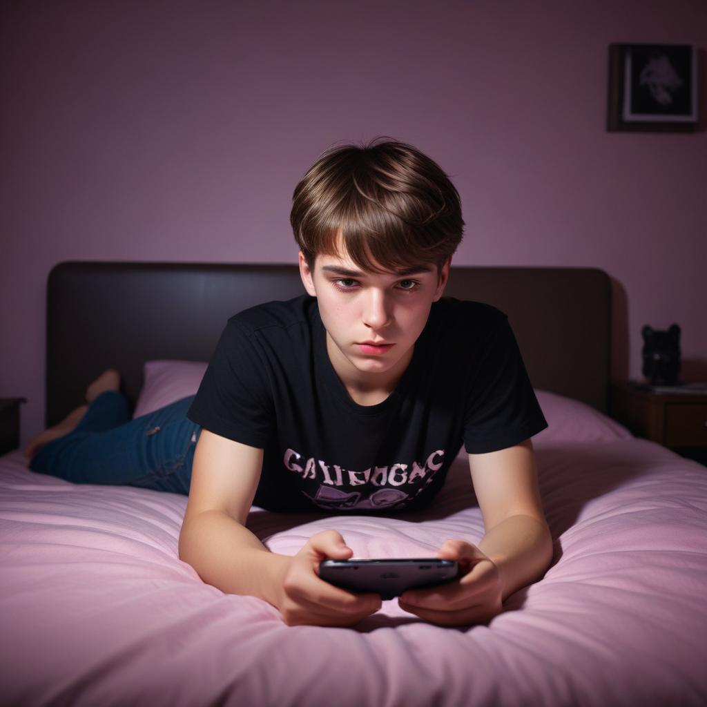 모바일 게임을 하는 모습