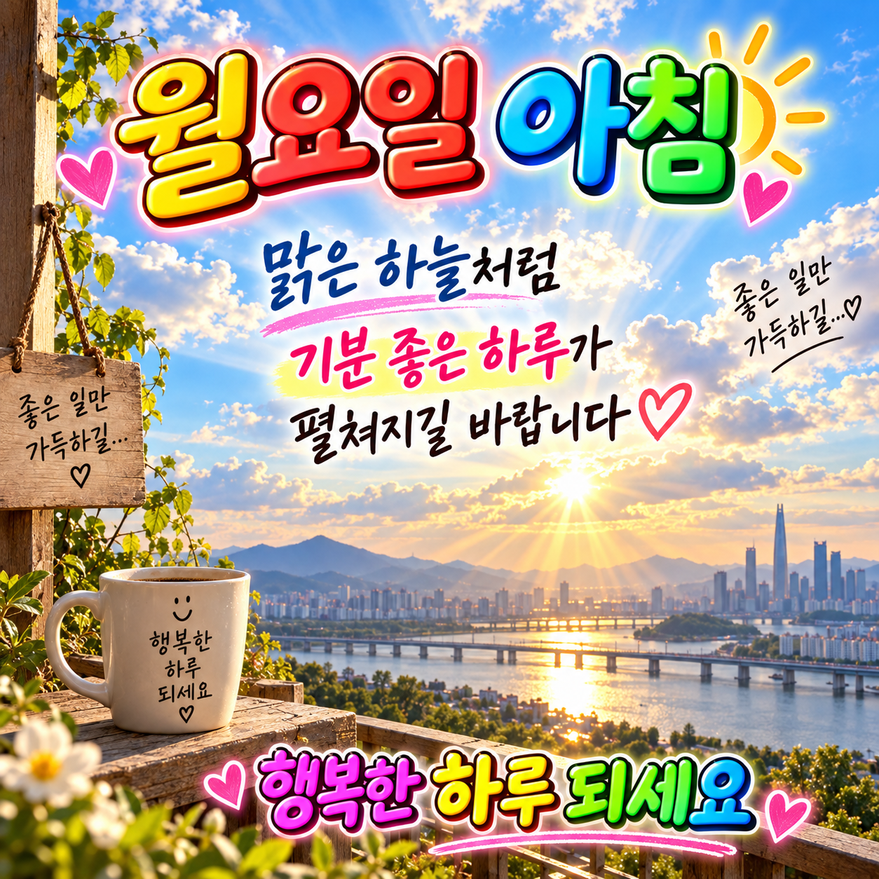 행복한 하루를 바라는 월요일 아침 이미지