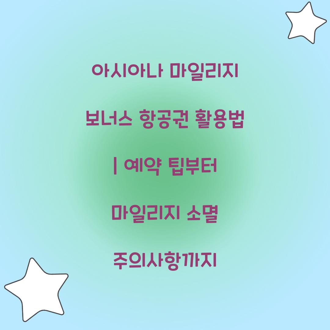 아시아나 마일리지 보너스 항공권