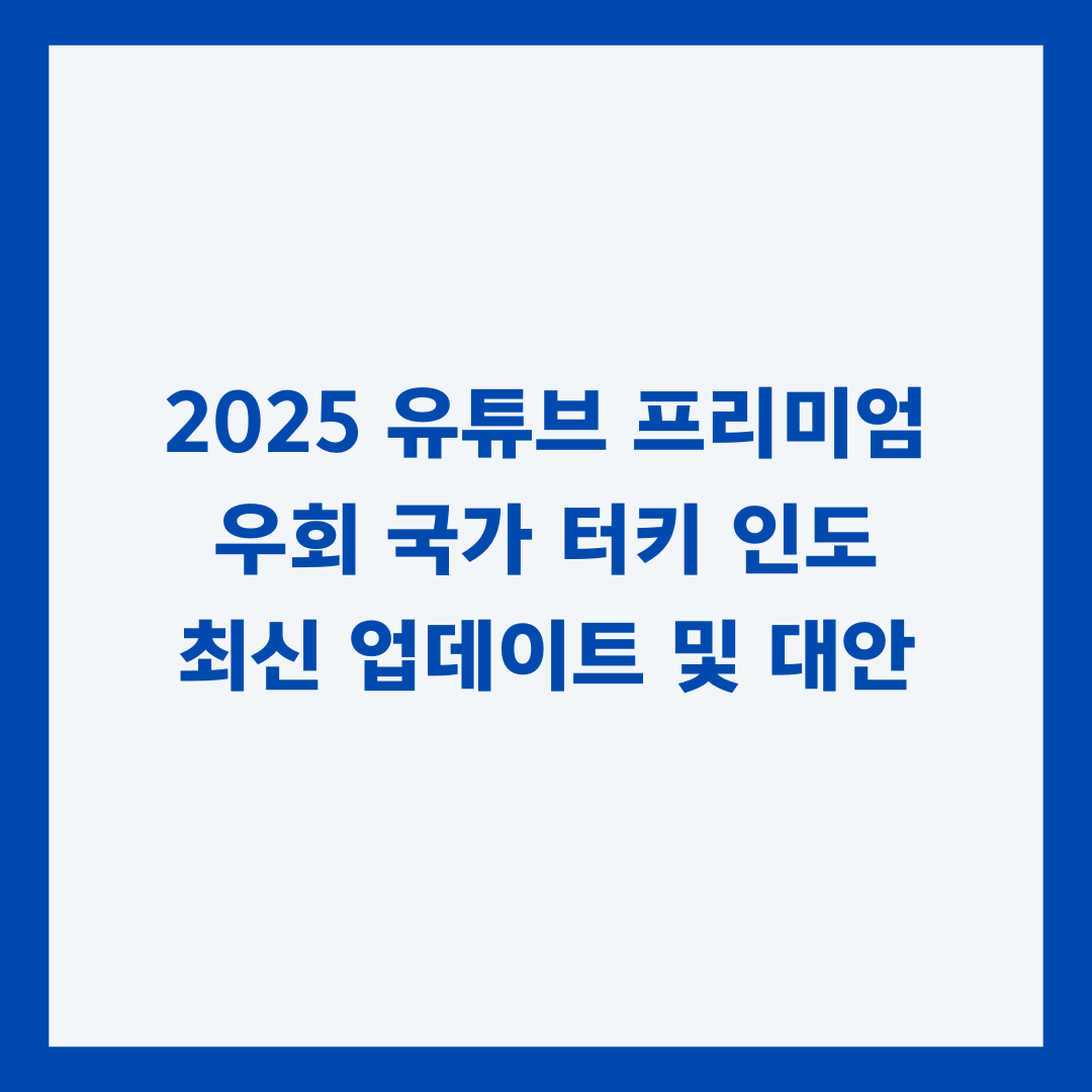 2025 유튜브 프리미엄 우회 국가 터키 인도 최신 업데이트 및 대안 정리