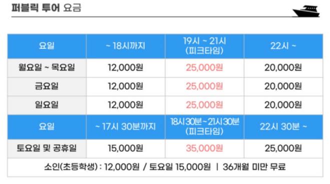 요트야-요금표